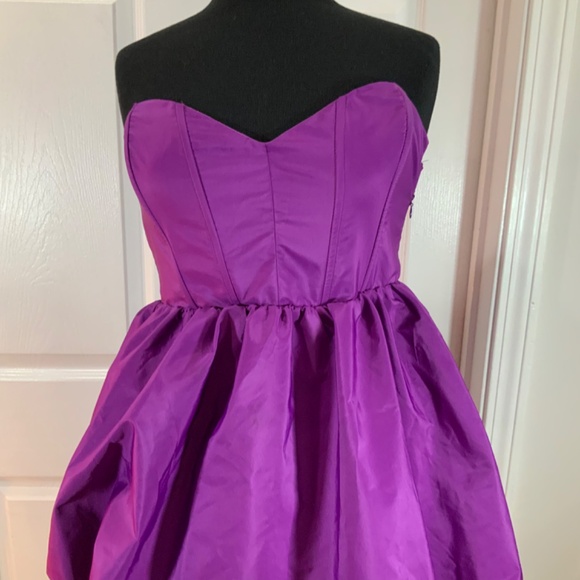 Zara Voluminous Strapless Purple Bubble Skirt Party Mini Dress Size Large - Picture 4 of 12